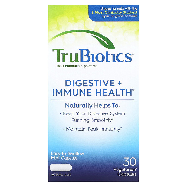 Здоровье пищеварительной системы и иммунитета, 30 вегетарианских капсул TruBiotics