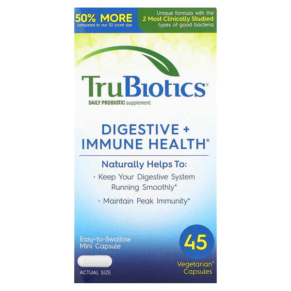 Здоровье пищеварительной системы и иммунитета, 45 вегетарианских капсул TruBiotics