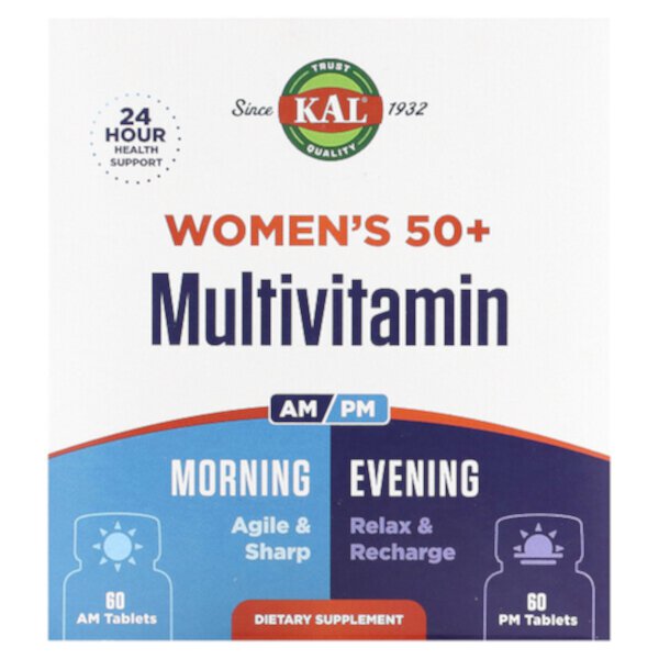 Женский мультивитамин 50+ Утро и Вечер - 2 упаковки по 60 таблеток - KAL KAL