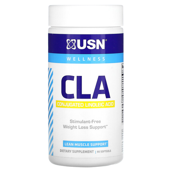 CLA, конъюгированная линолевая кислота, 90 мягких таблеток USN