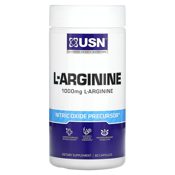 L-аргинин, 500 мг, 60 капсул USN