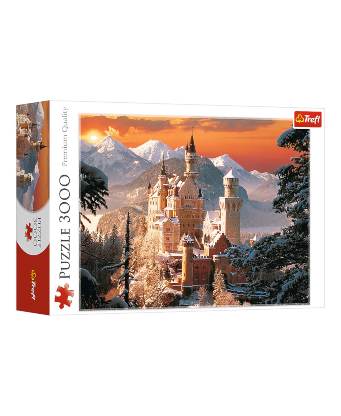 Красный пазл из 3000 деталей - Зимний замок Нойшванштайн, Германия или Кирх Trefl