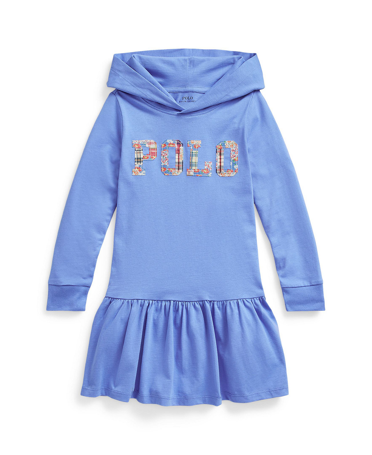 Платье с капюшоном из хлопкового джерси и логотипом для малышей и маленьких девочек с длинными рукавами Ralph Lauren