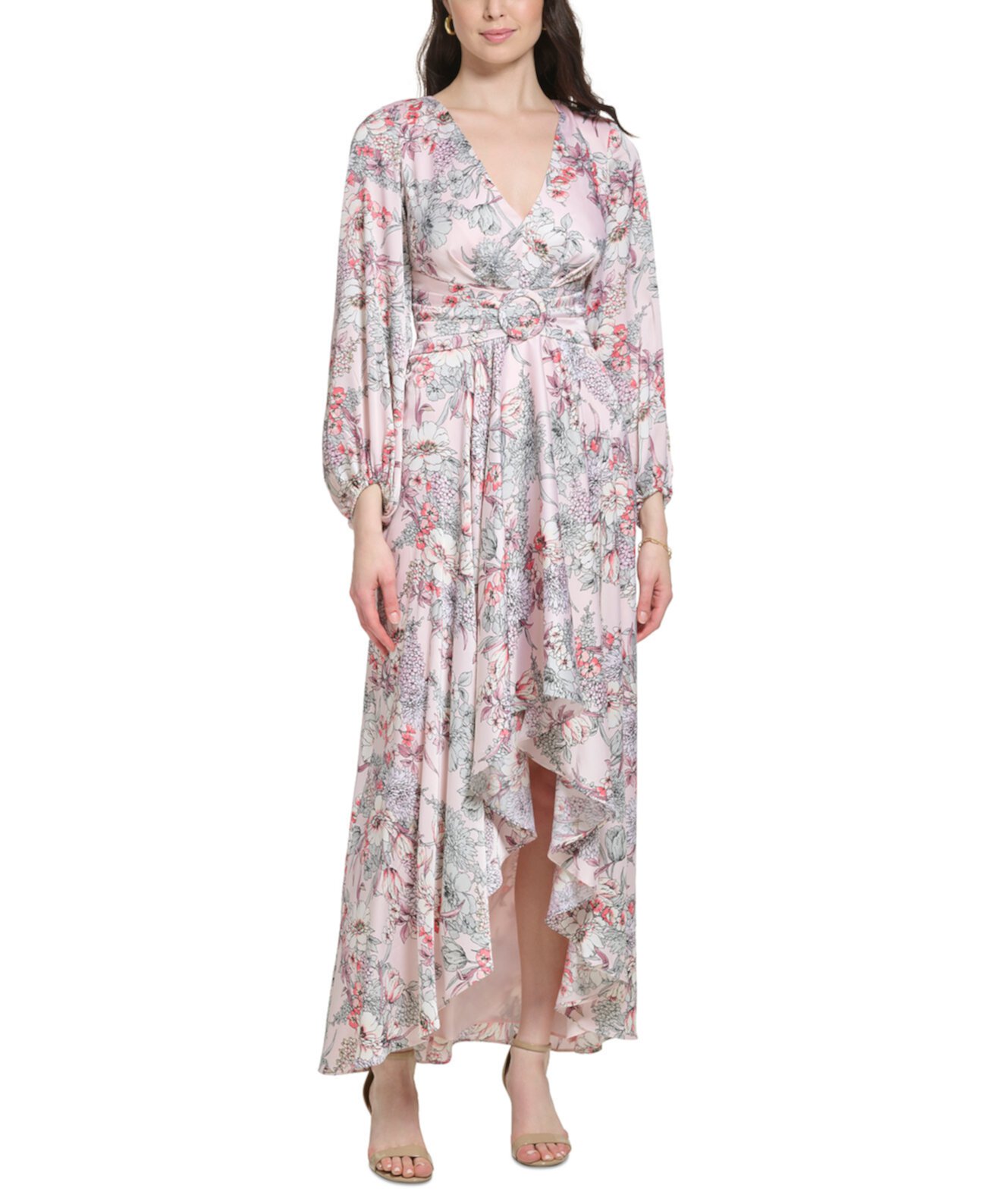 Женское платье с цветочным принтом и пряжкой на талии Vince Camuto