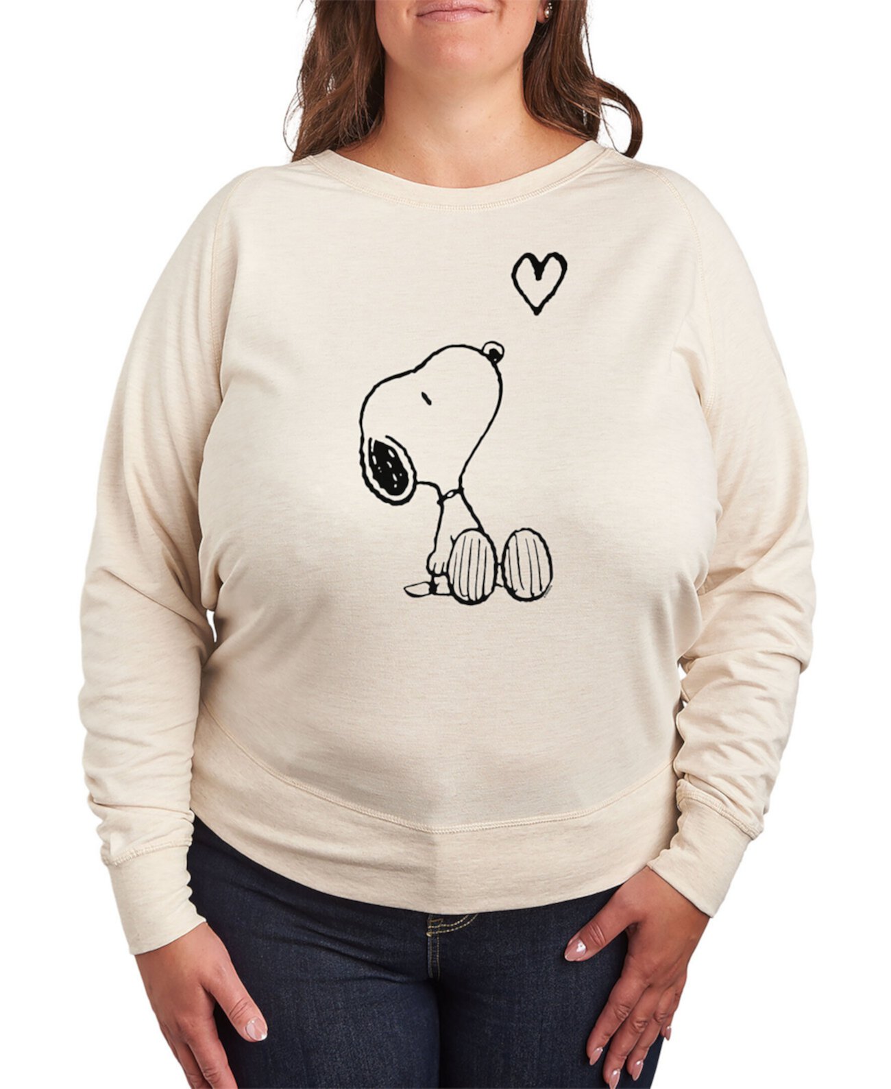 Модный пуловер большого размера с длинными рукавами и графическим принтом Snoopy Top Hybrid Apparel