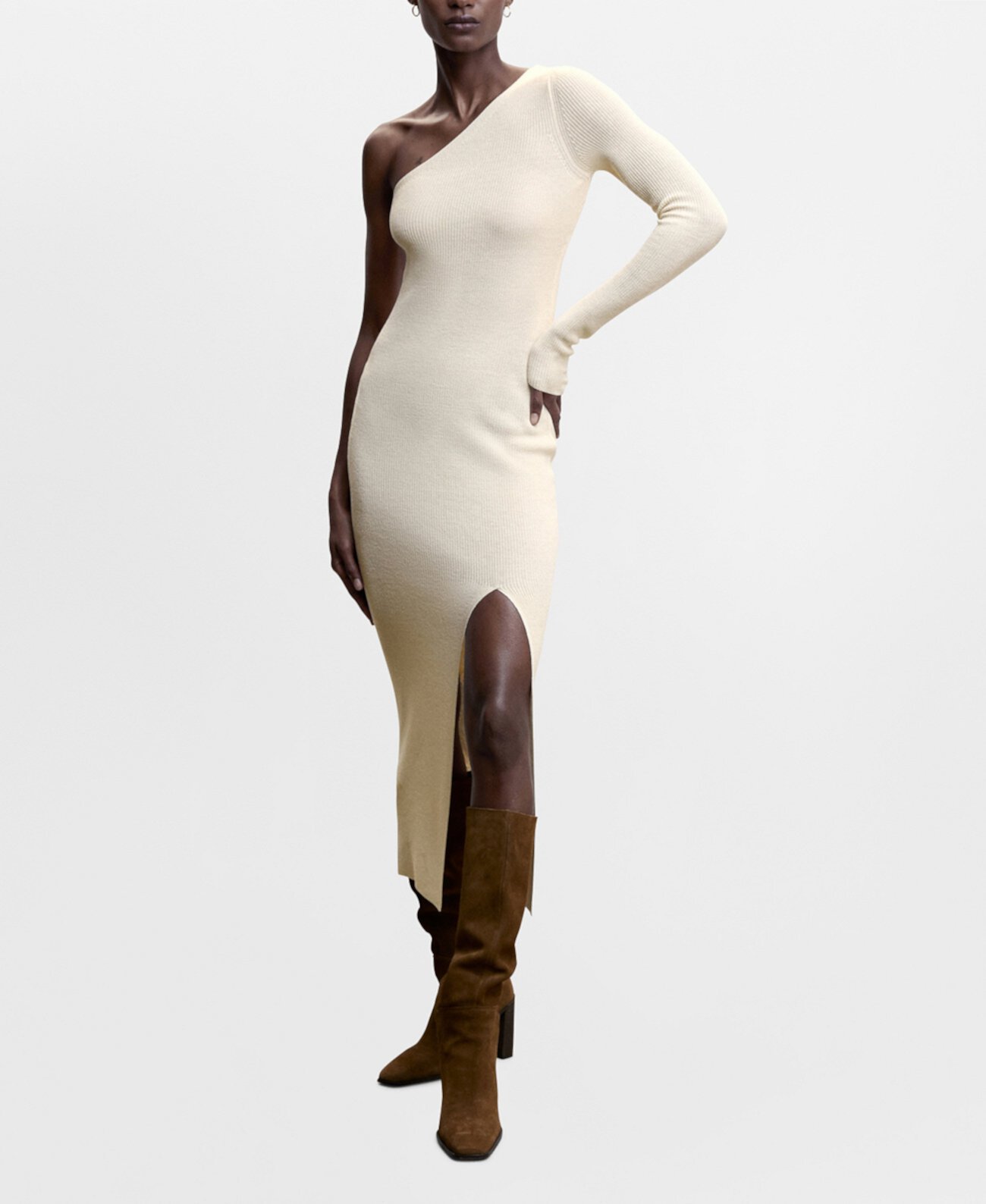 Женское асимметричное трикотажное платье MANGO