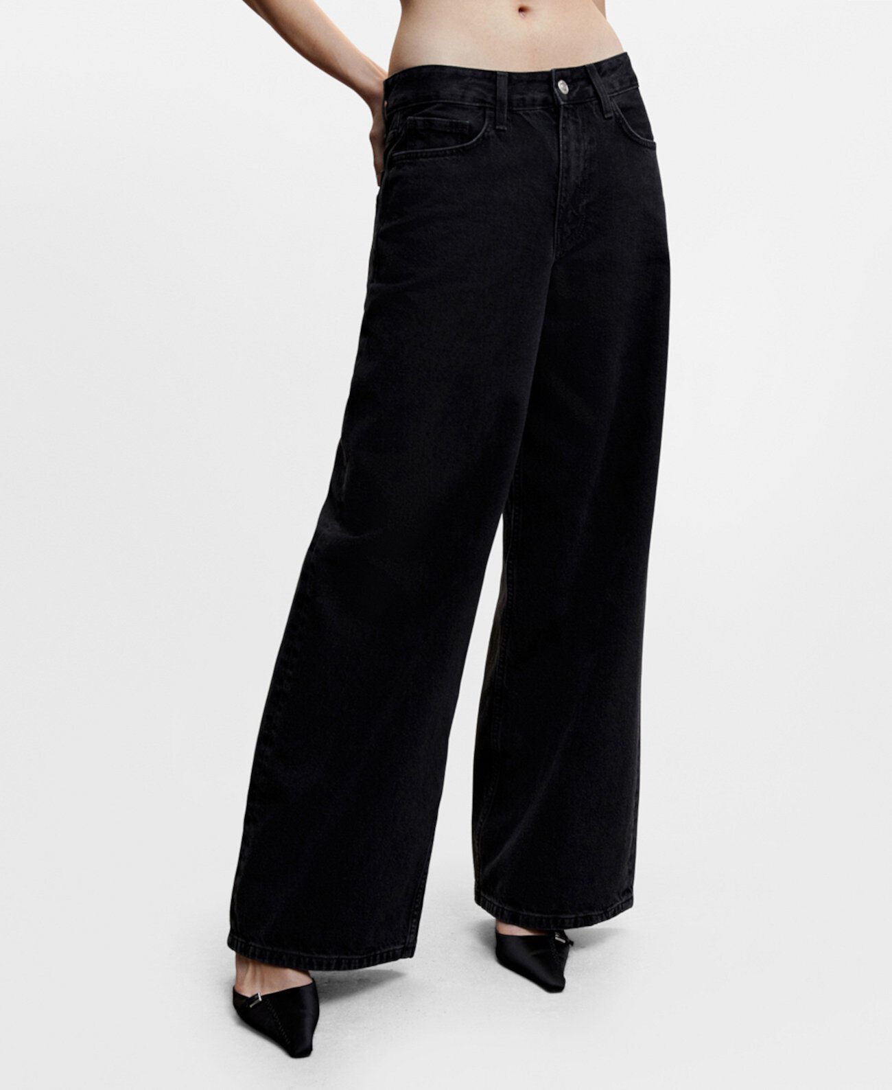 Женские широкие джинсы со средней посадкой MANGO