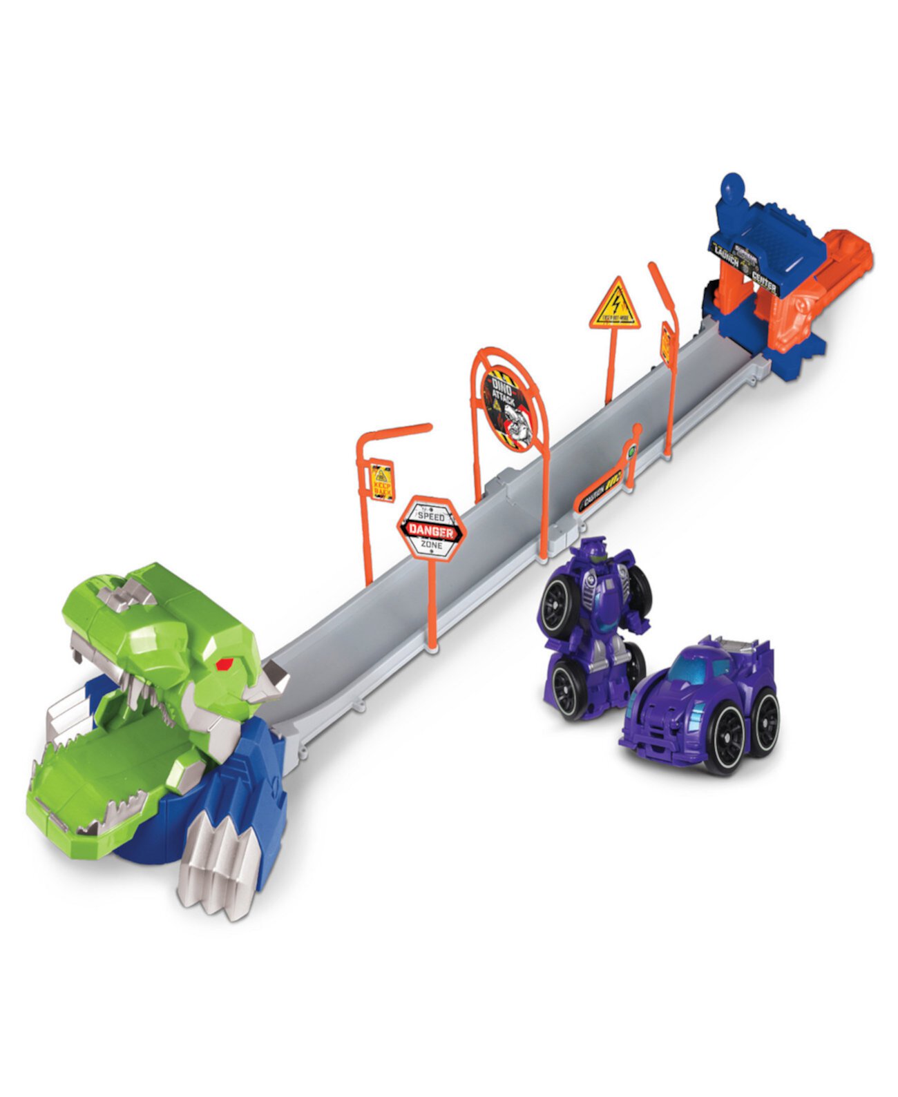 Nkok Attack Launch Track T.Rex Rocket Bot 42021, набор из 17 предметов, фиолетовый автомобиль-робот-трансформер 2-в-1, простая сборка Supreme Machines