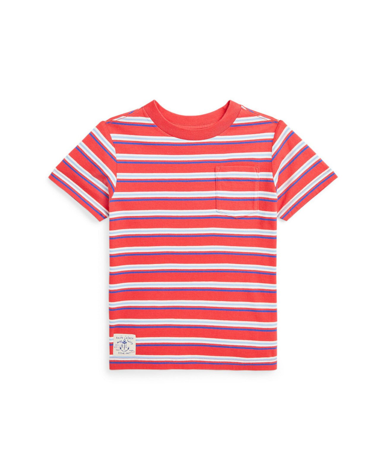 Полосатая футболка из хлопкового джерси с карманом для мальчиков и девочек младшего возраста Ralph Lauren