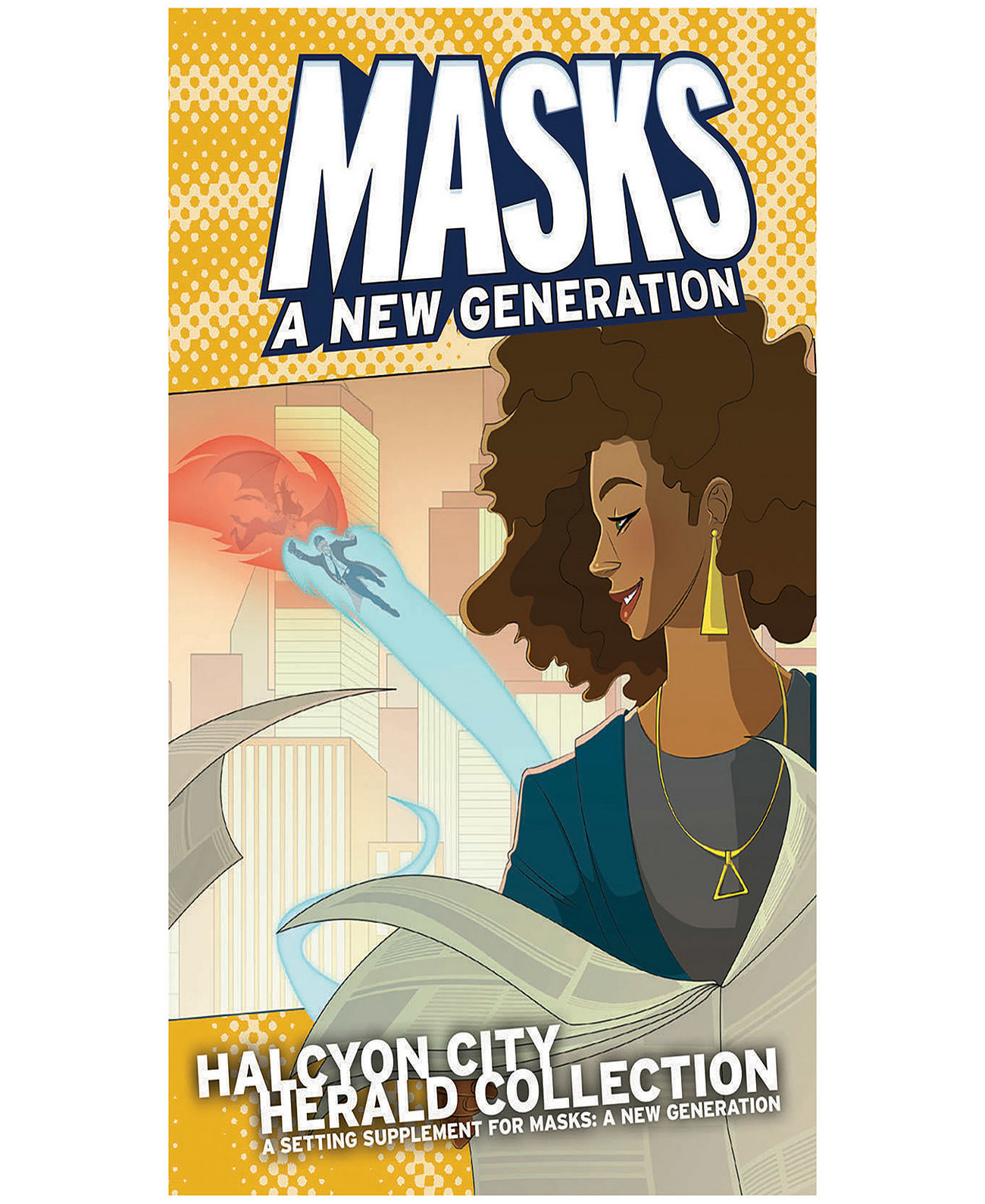 Маски - книга нового поколения, расширение коллекции Halcyon City Herald, ролевая игра, мягкая обложка, настольная ролевая игра о супергероях, полноцветная, время работы 2–4 часа Magpie Games