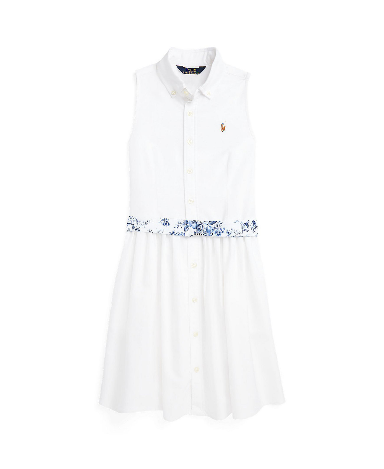 Оксфордское платье-рубашка без рукавов с поясом для больших девочек Ralph Lauren