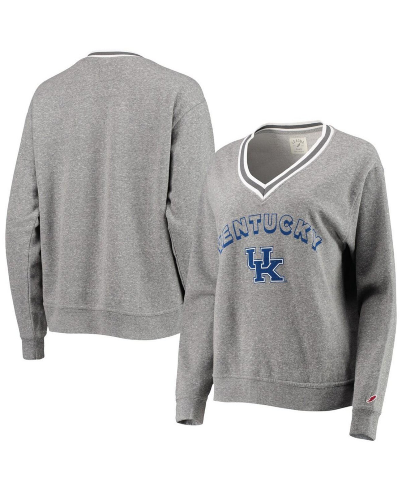 Женский серый худи Kentucky Wildcats Victory Springs с V-образным вырезом из трикотажной смеси League Collegiate Wear