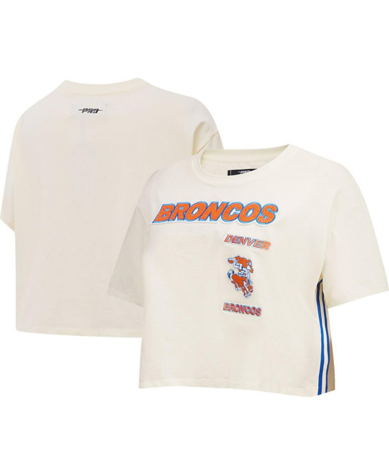 Женская кремовая укороченная футболка свободного кроя Denver Broncos Retro Classic Pro Standard