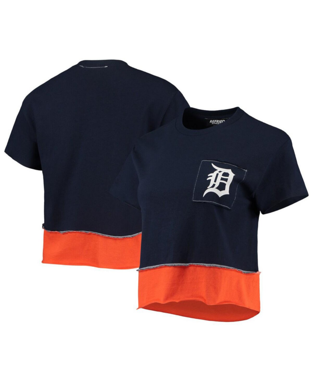 Укороченная женская футболка Detroit Tigers темно-синего цвета Refried Apparel