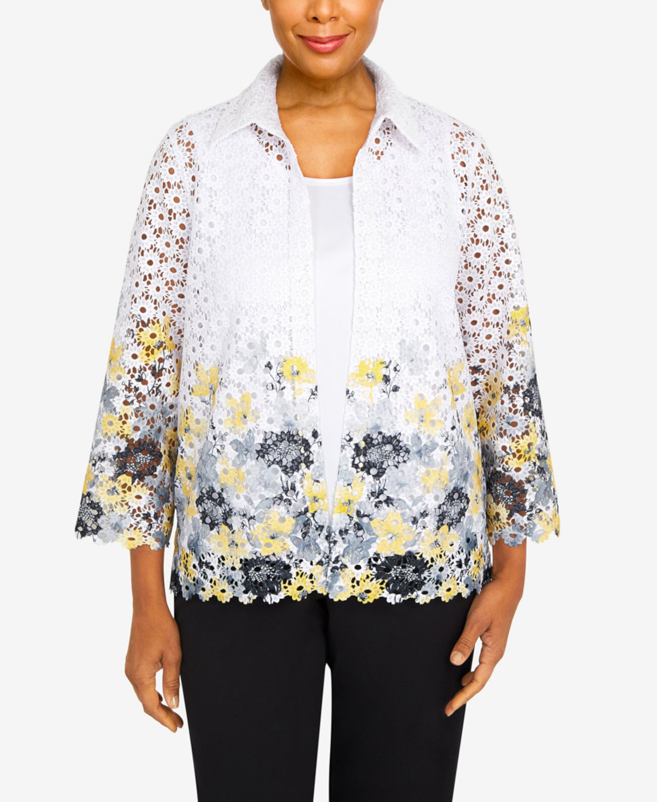 Petite Summer In The City Lace Floral Border Two For One Top Alfred Dunner