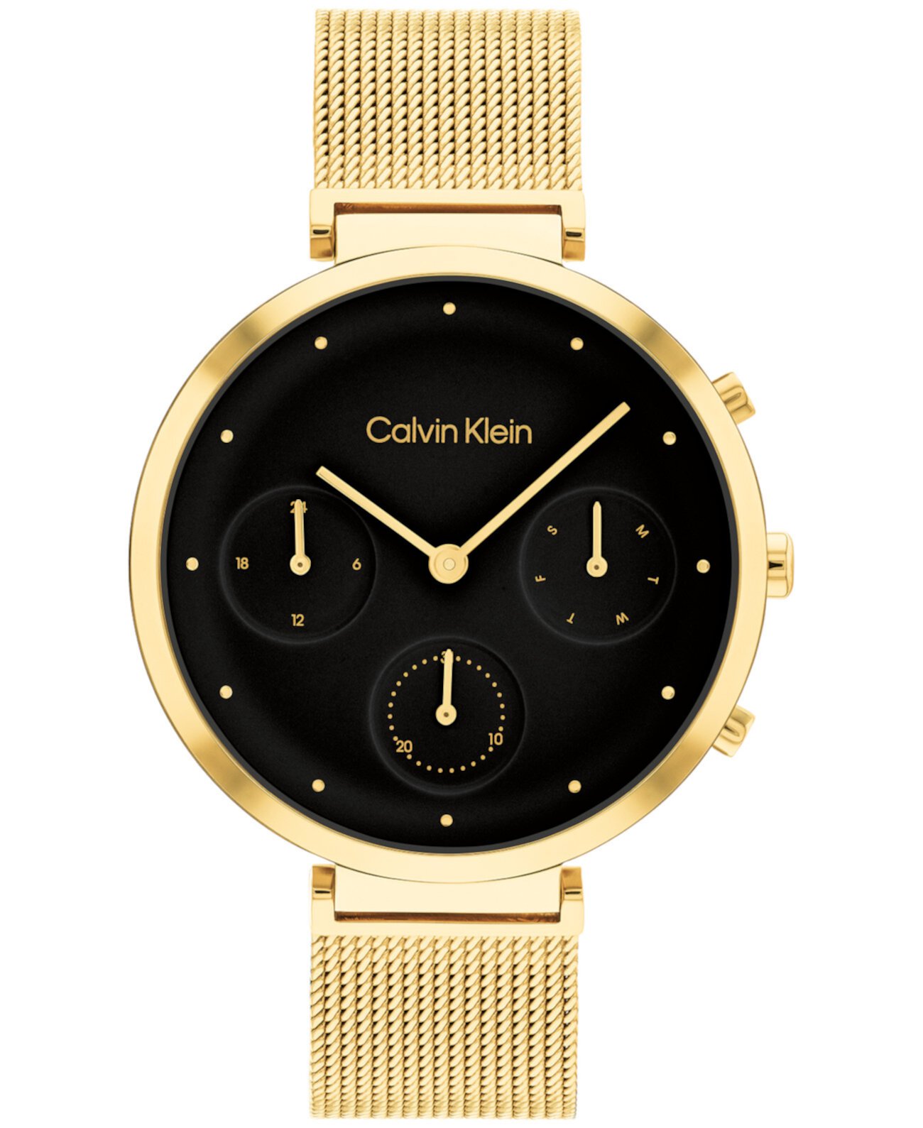 Женские золотые часы с сетчатым браслетом из нержавеющей стали 36,5 мм Calvin Klein