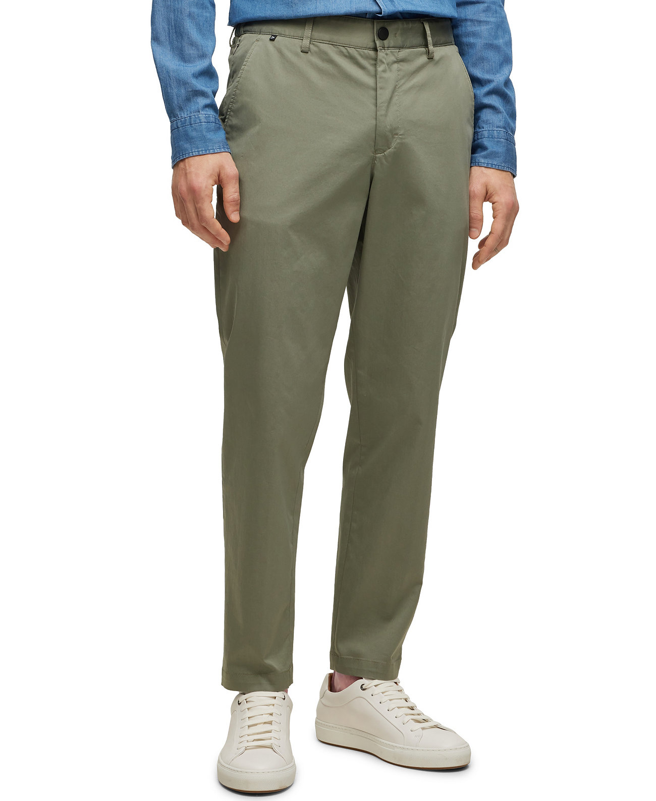 Купить Повседневные брюки Мужские немнущиеся брюки из смесового хлопкасвободного кроя BOSS BOSS, цвет - зеленый, по цене 31 580 рублей винтернет-магазине Usmall.ru