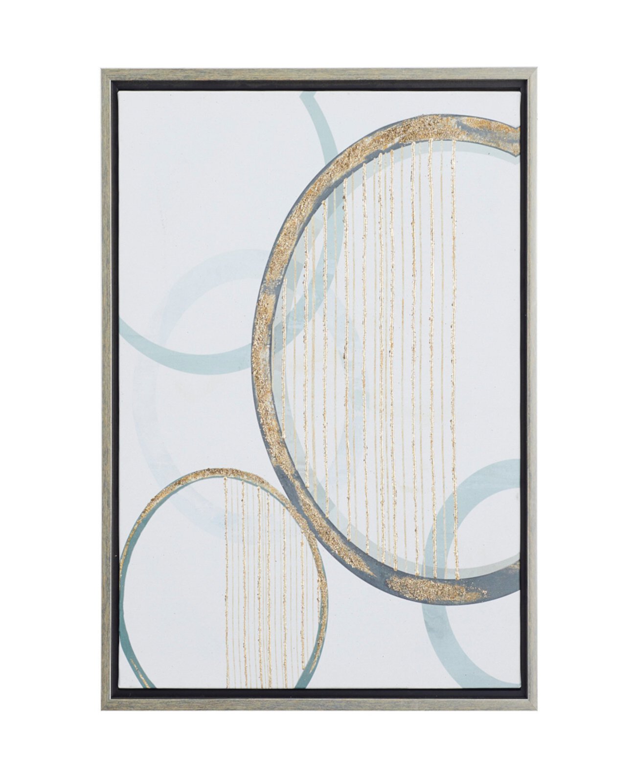 Абстрактное настенное искусство в виде кругов на холсте с серебристой рамкой, 20 дюймов x 1 дюйм x 24 дюйма Rosemary Lane