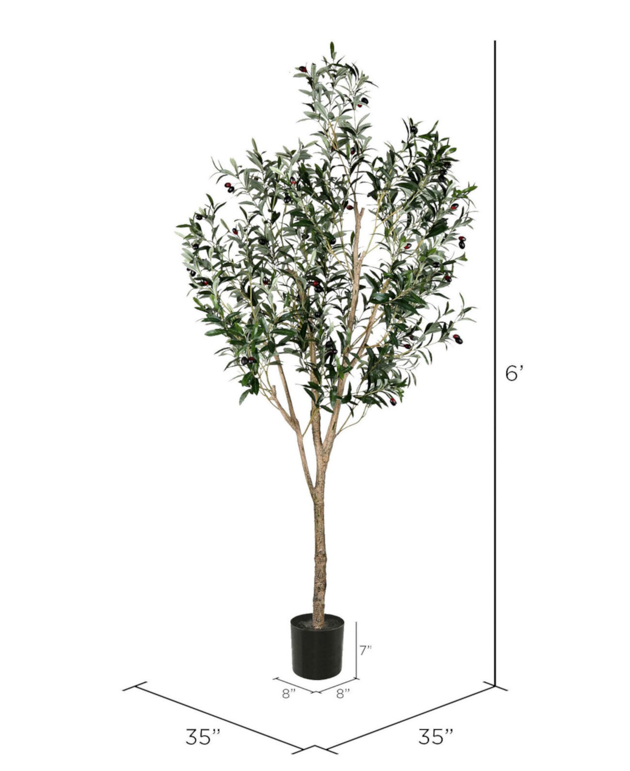 72" Artificial Olive Tree in Black Planters Pot Vickerman
