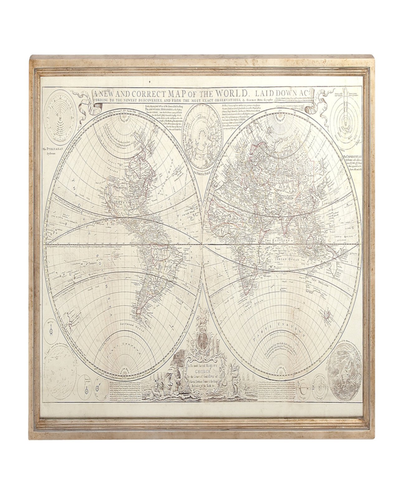 Картина на холсте с картой мира в рамке с золотой рамкой, 48 x 2 x 31 дюйм Rosemary Lane