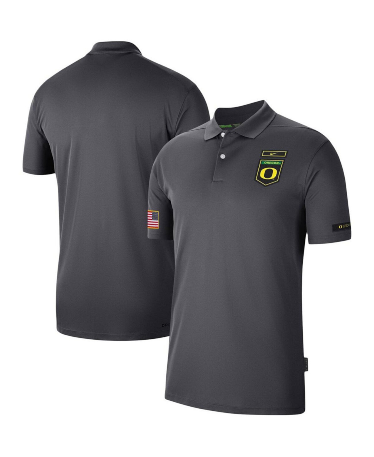 Мужская антрацитовая рубашка поло Oregon Ducks Victory в стиле милитари с оценкой производительности Nike