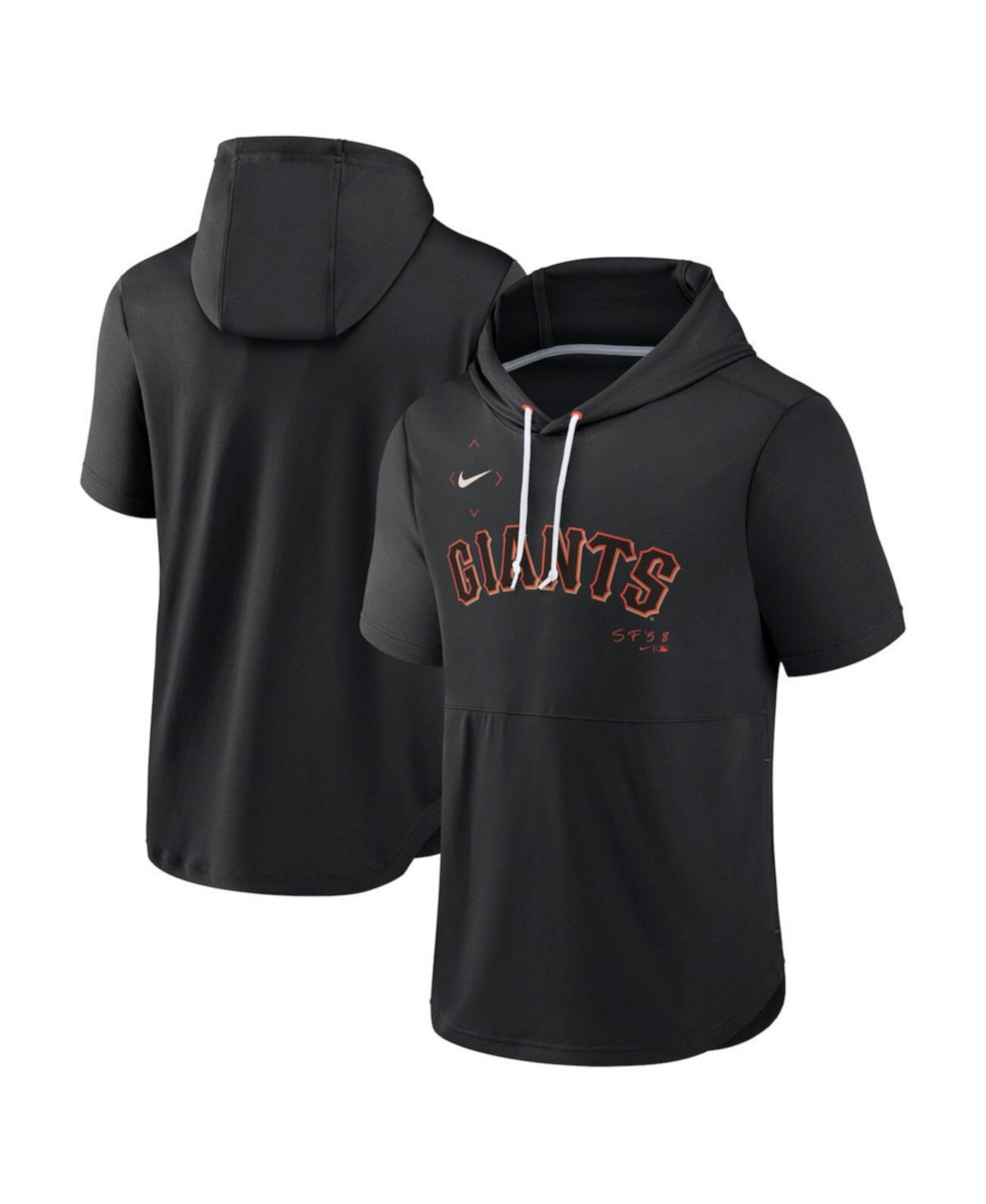 Мужская черная толстовка с капюшоном San Francisco Giants Springer с коротким рукавом Team Pullover Nike