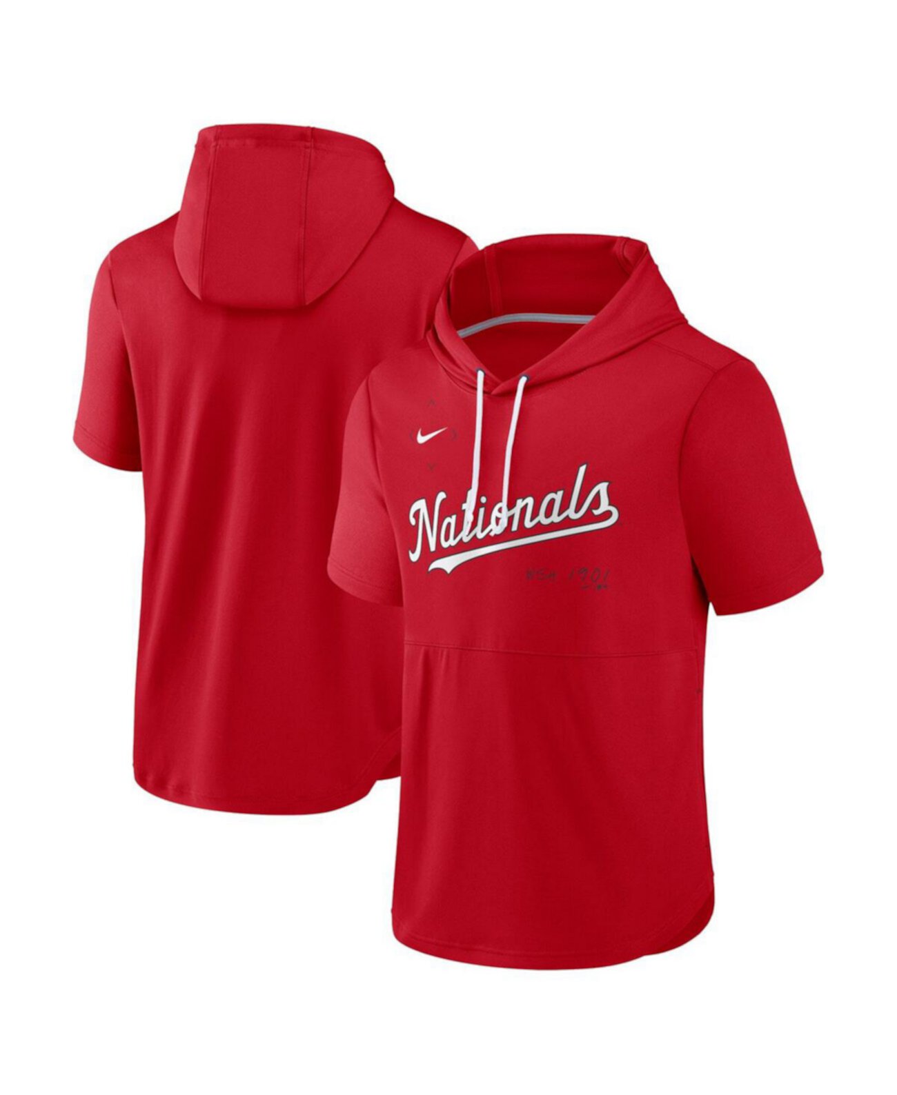 Мужская красная худи с короткими рукавами Washington Nationals Springer Team Pullover Hoodie Nike