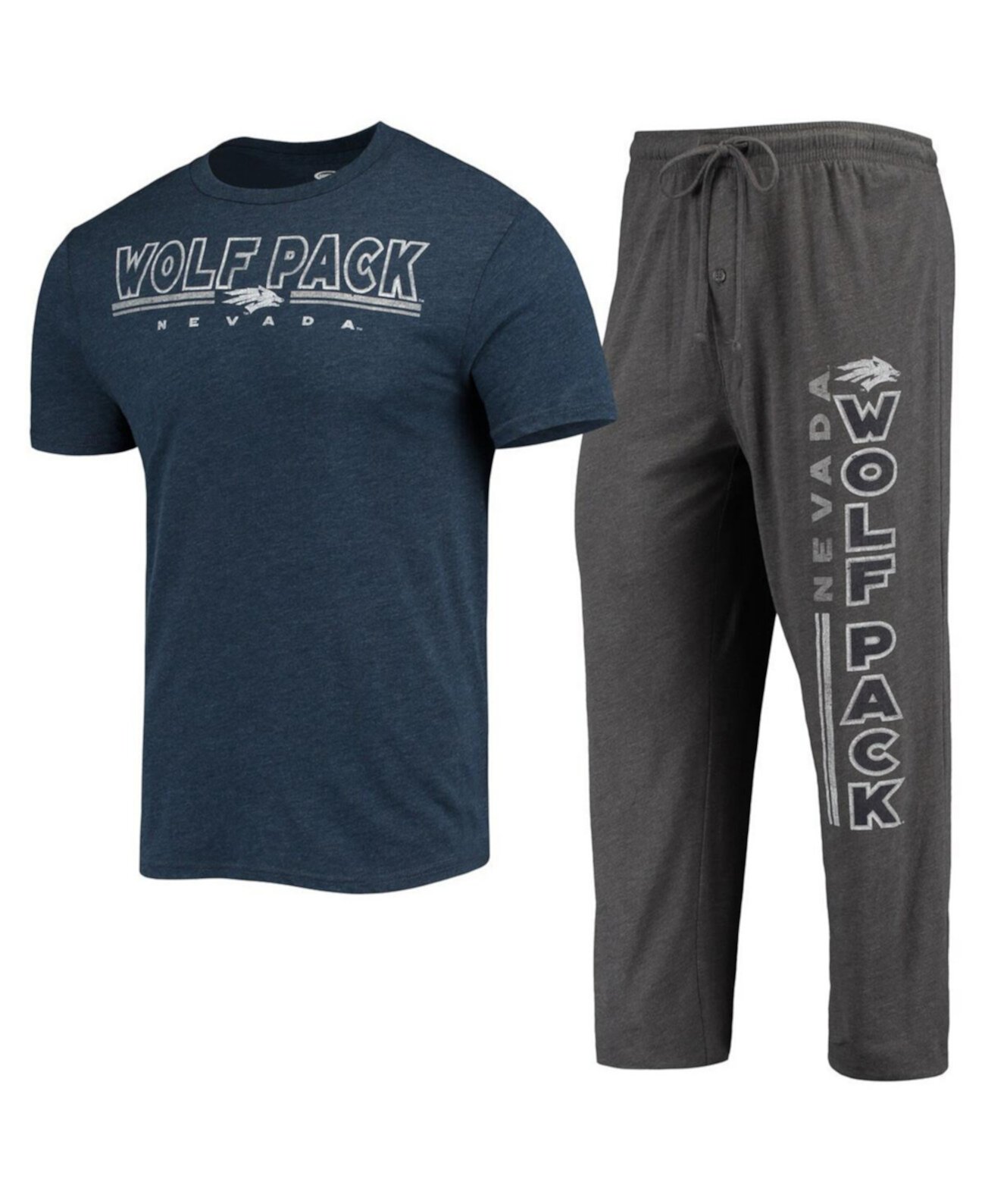 Мужской комплект из футболки и брюк Nevada Wolf Pack Meter темно-серого и темно-синего цвета с меланжевым покрытием и брюками для сна Concepts Sport