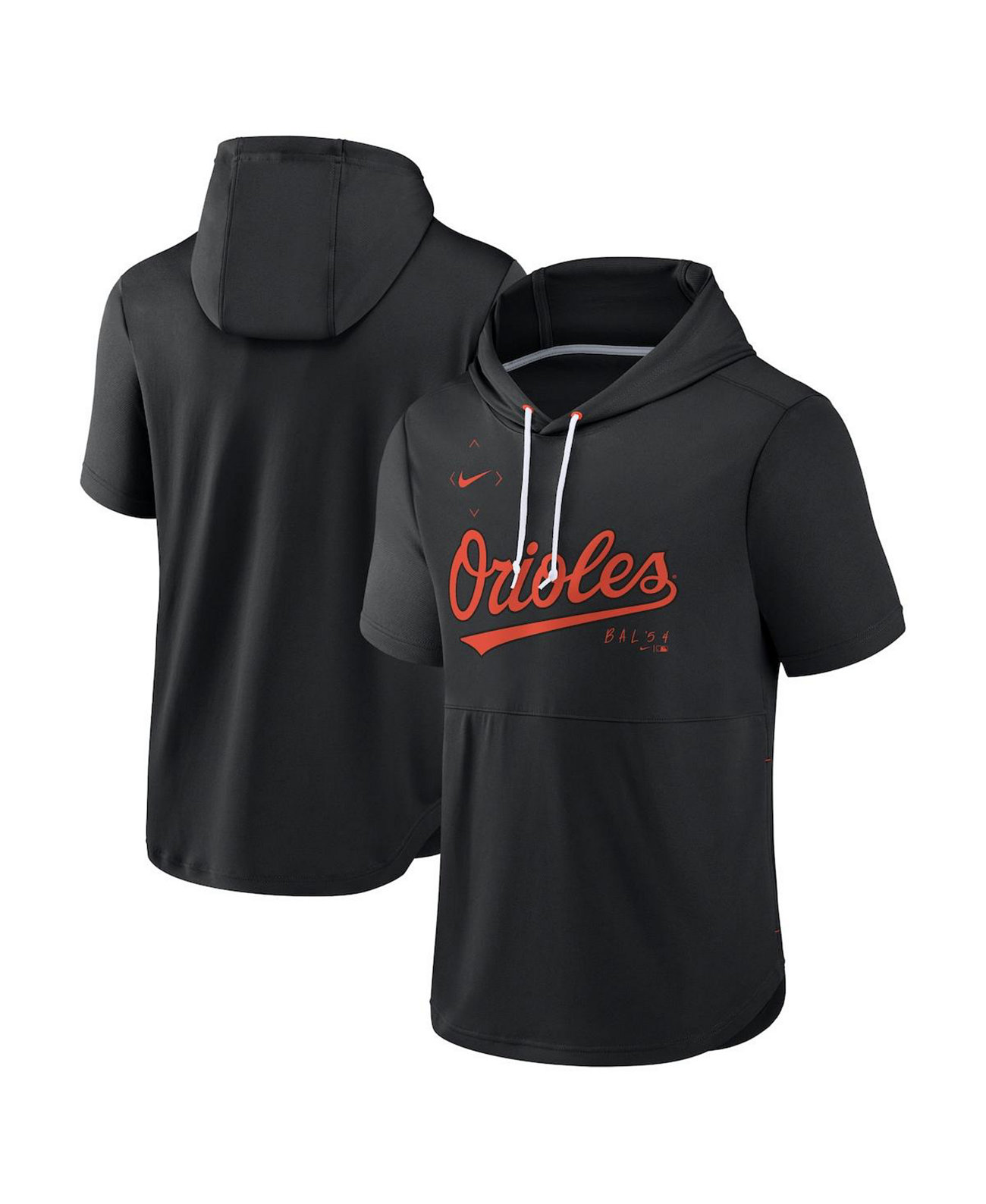 Мужская черная толстовка с капюшоном Baltimore Orioles Springer Team Pullover с короткими рукавами Nike