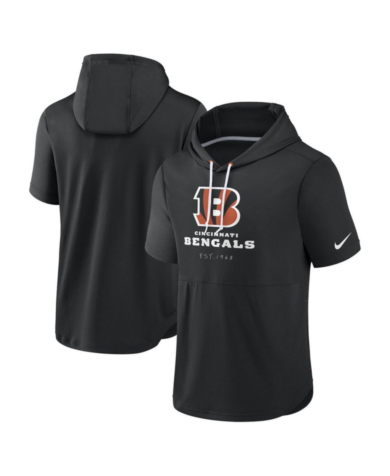 Men's Black Cincinnati Bengals Short Sleeve Pullover Hoodie Nike