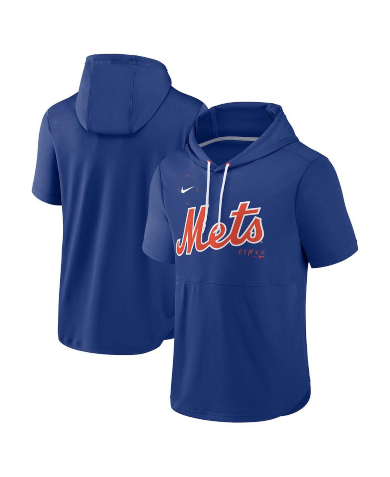 Мужской пуловер с капюшоном Royal New York Mets Springer Team с коротким рукавом Nike
