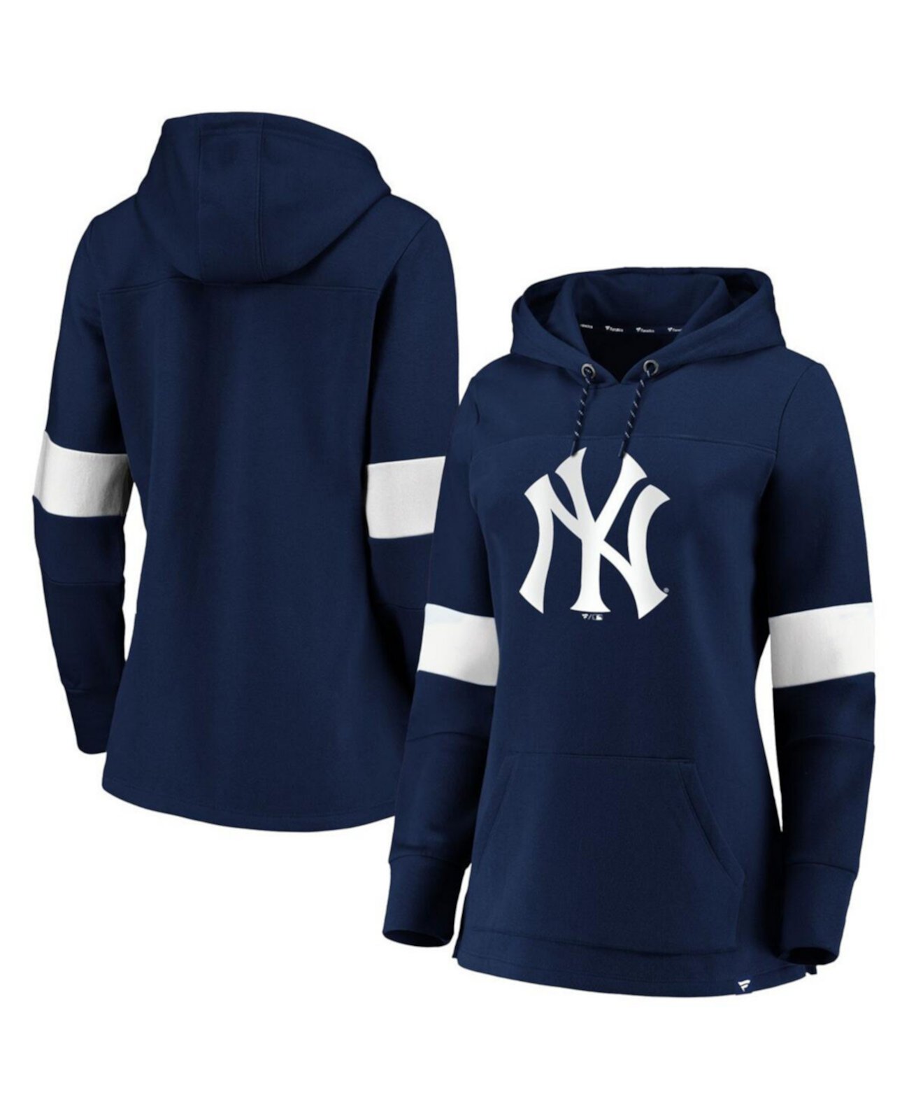 Женская темно-синяя толстовка с капюшоном New York Yankees большого размера с цветными блоками Profile