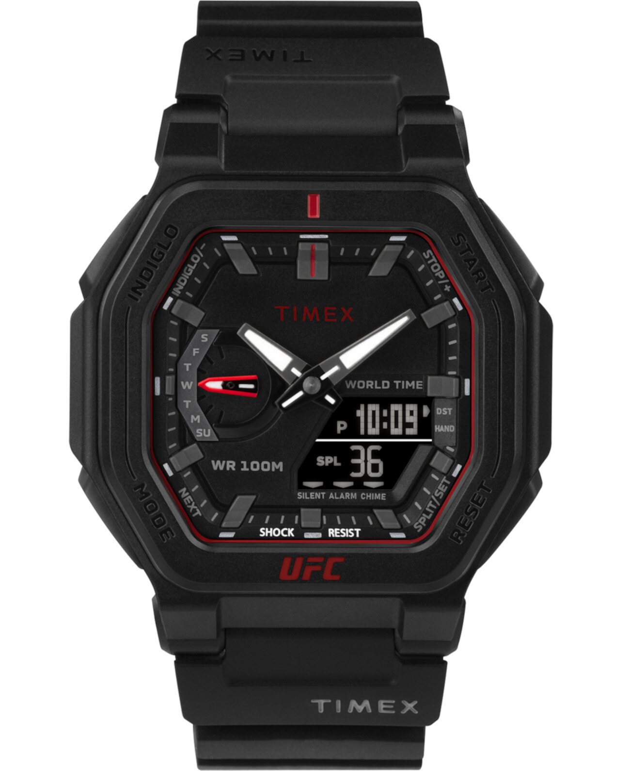 Мужские кварцевые часы UFC Colossus из смолы, черные, 45 мм Timex