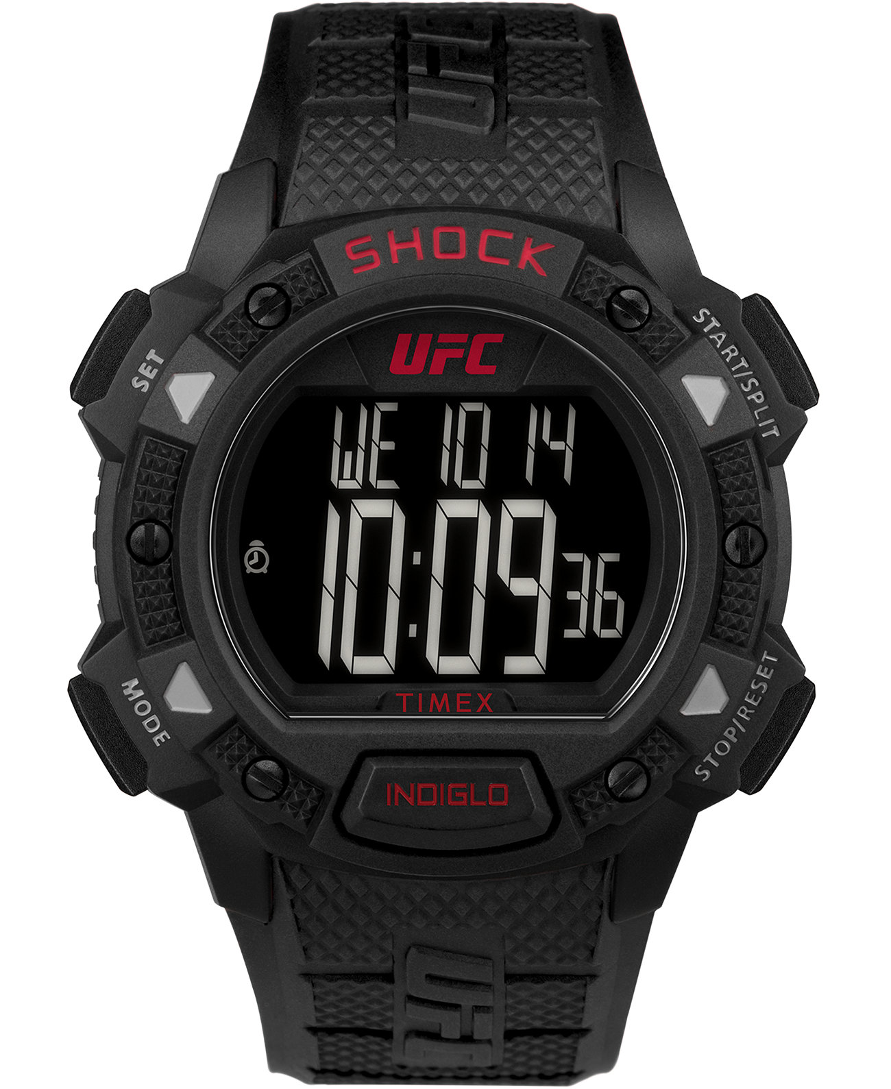 Мужские часы UFC с кварцевым сердечником и смолой, черные шоковые часы, 45 мм Timex