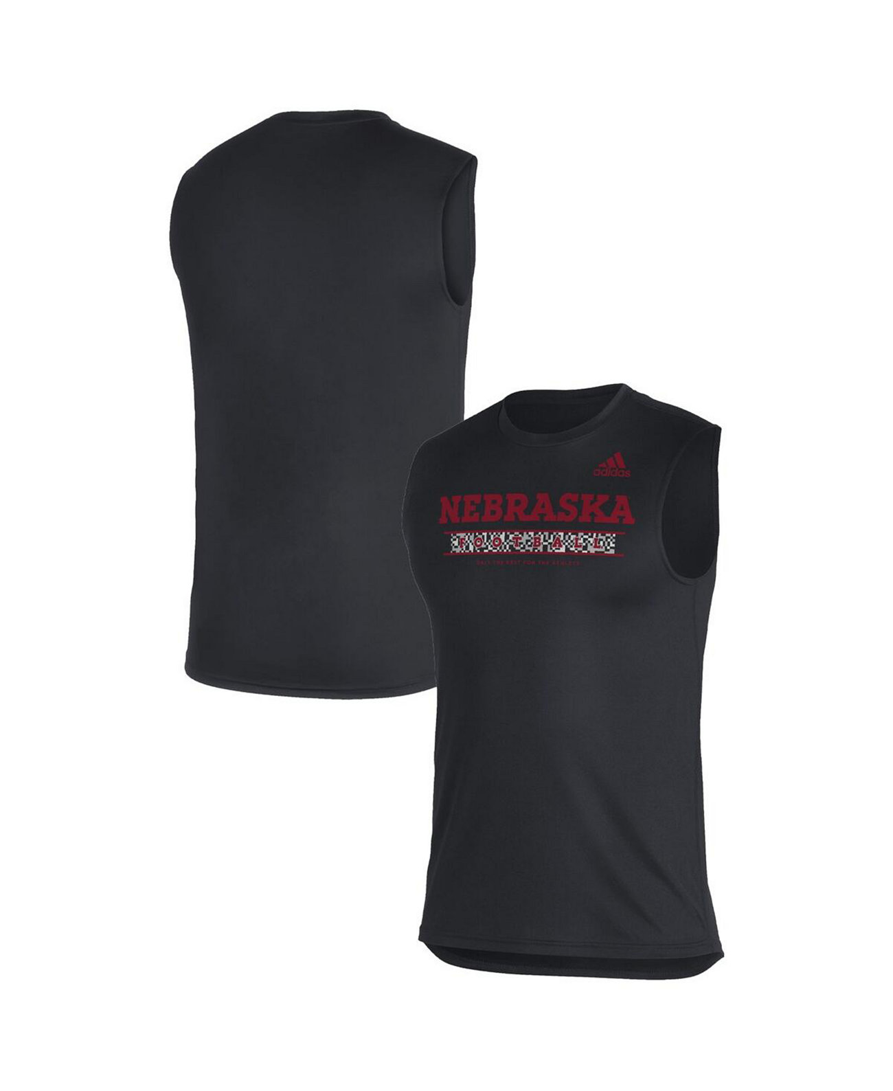 Мужская черная футболка без рукавов Nebraska Huskers Sideline Football Locker Creator AEROREADY Adidas