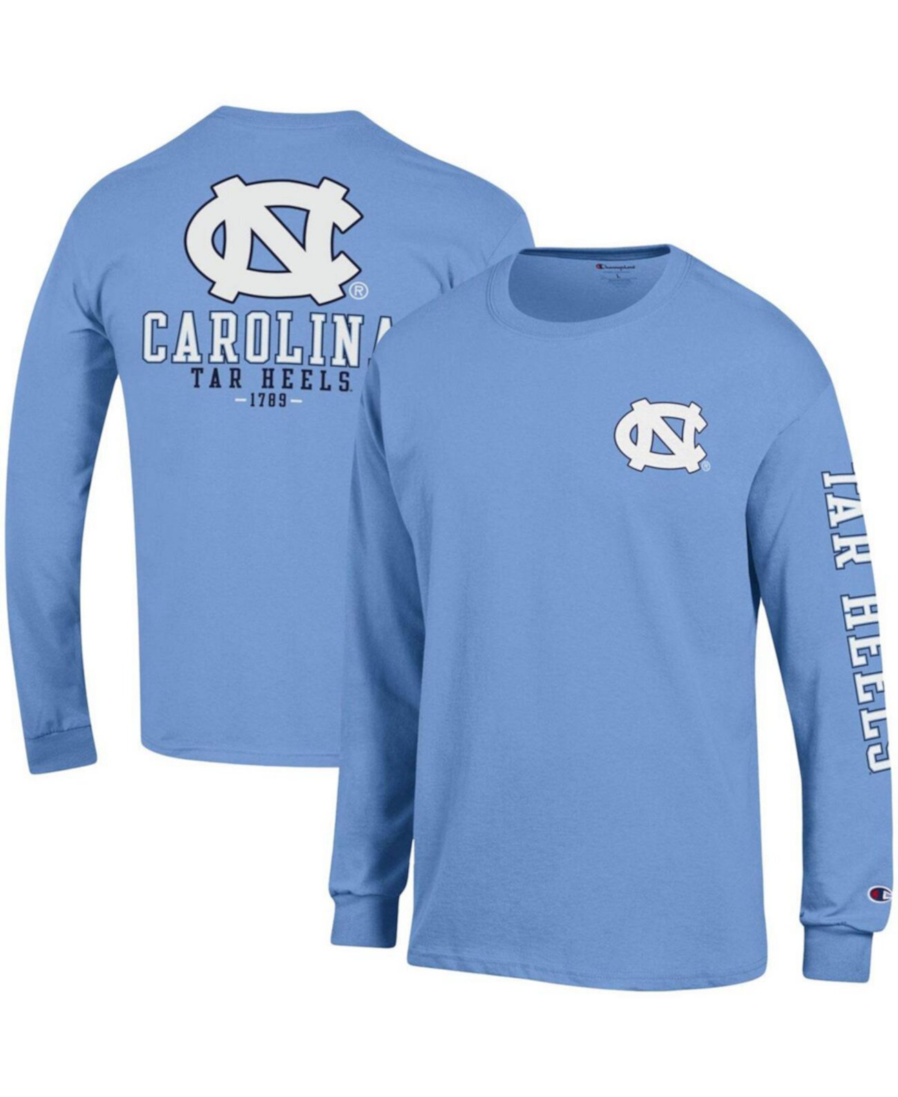 Мужская футболка с длинным рукавом Carolina Blue North Carolina Tar Heels Team Stack Champion