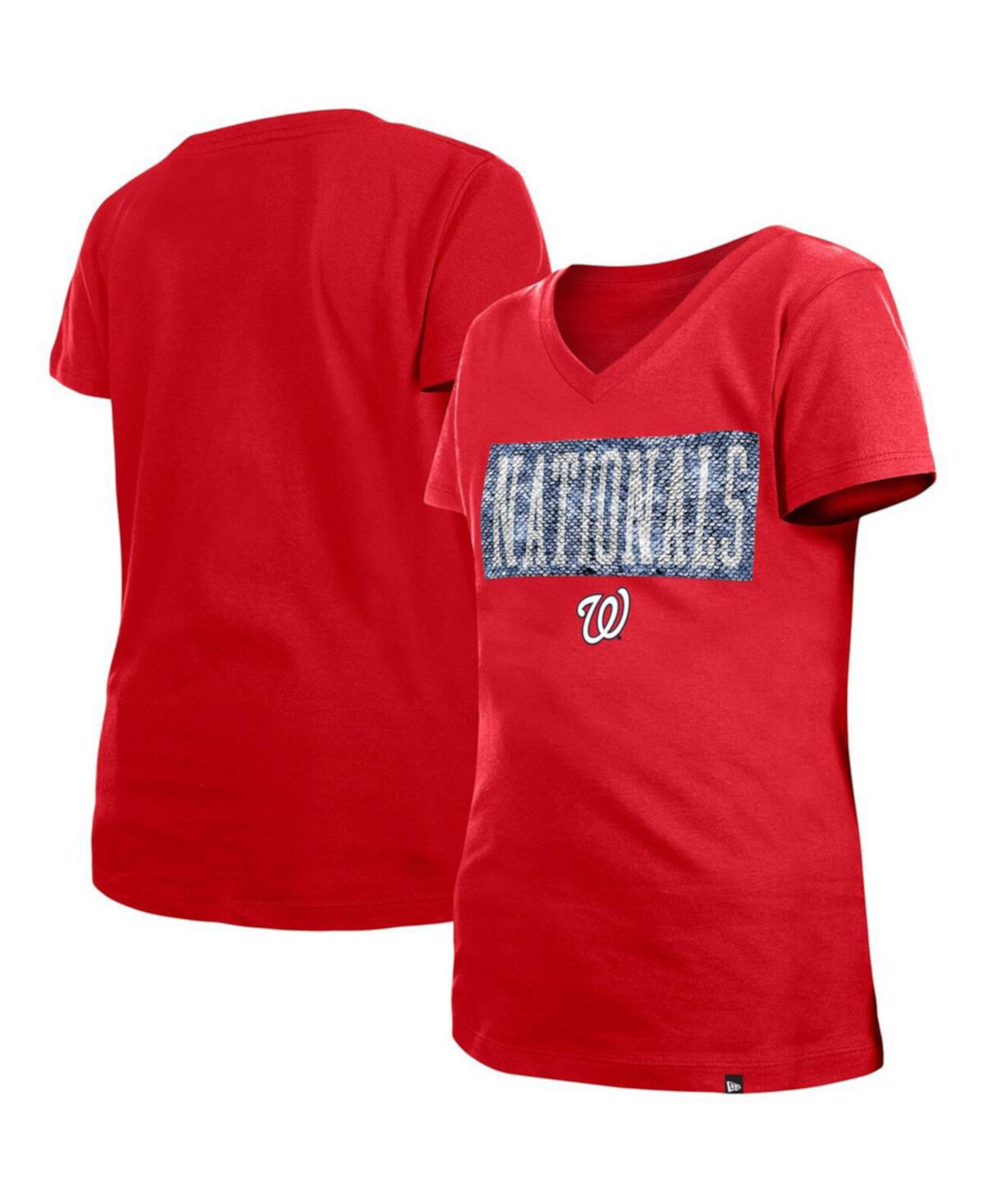 Детская Футболка New Era Washington Nationals Flip Sequin Team V-образный вырез New Era