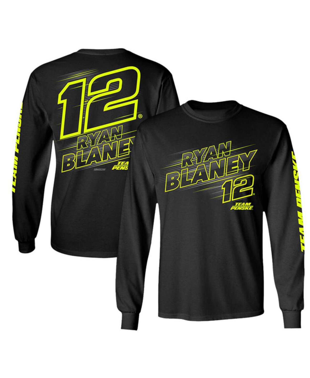 Мужская черная футболка с длинным рукавом Ryan Blaney Lifestyle Team Penske