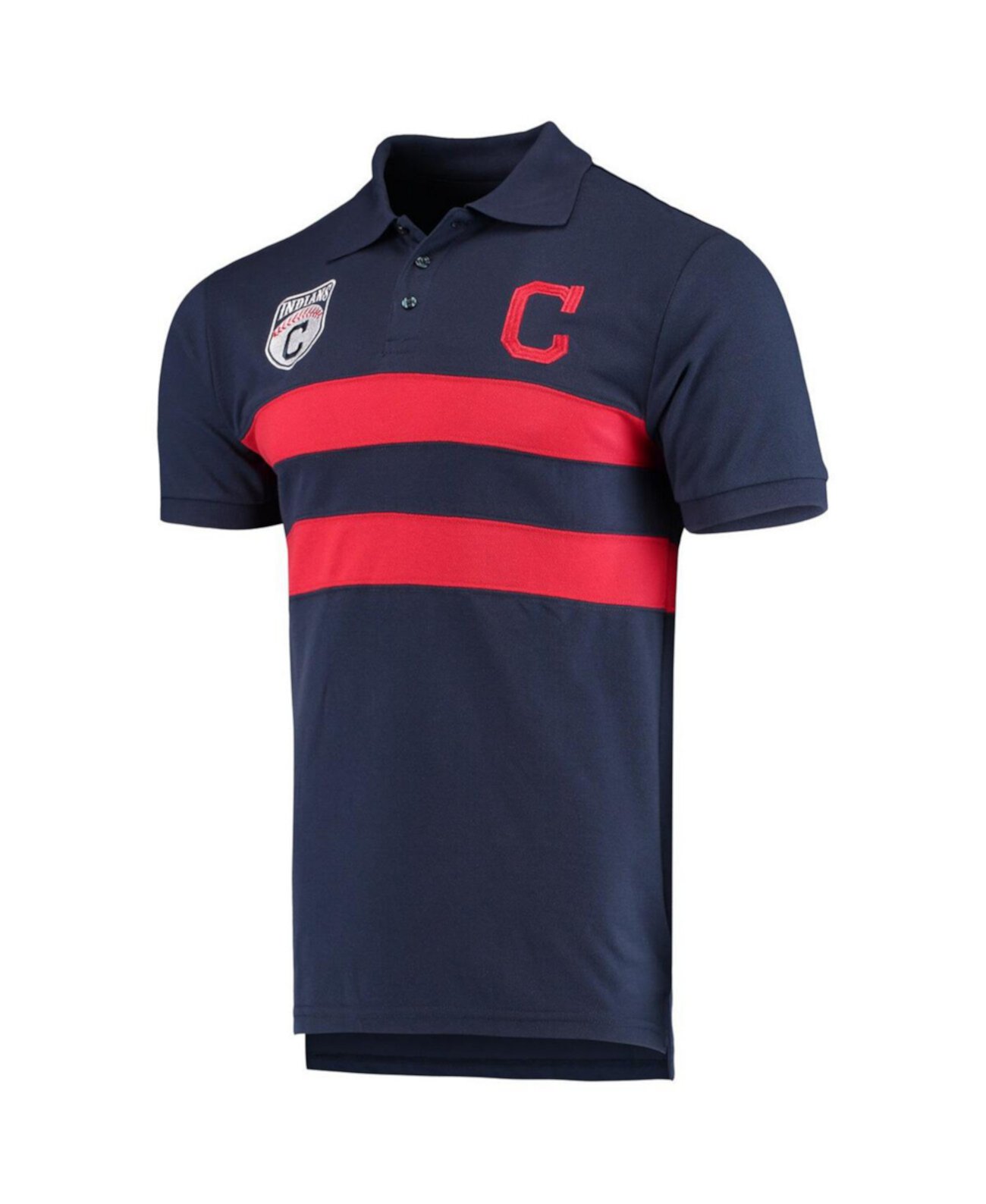 Мужская темно-синяя рубашка-поло с горизонтальными 2 полосками Cleveland Indians FOCO
