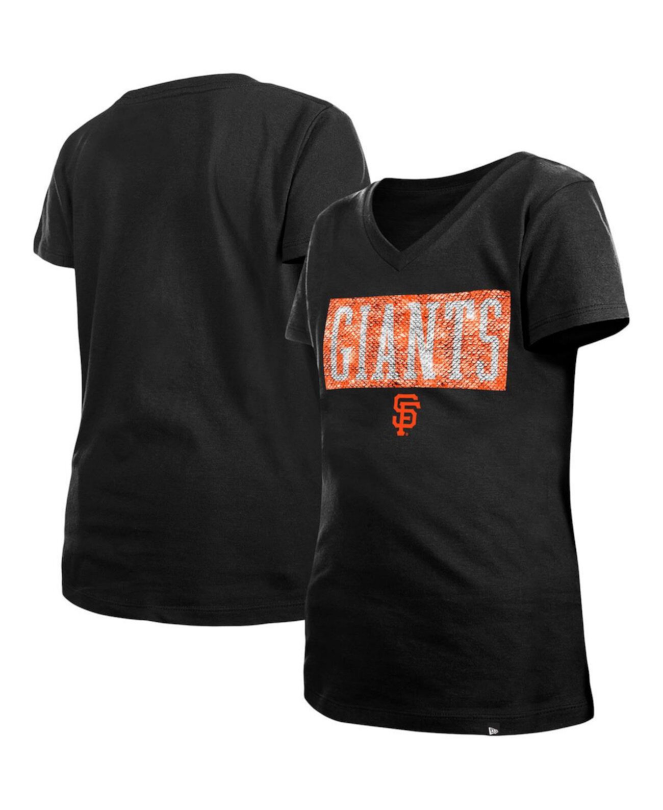 Детская Футболка New Era Black San Francisco Giants Flip Sequin Team V-Neck New Era