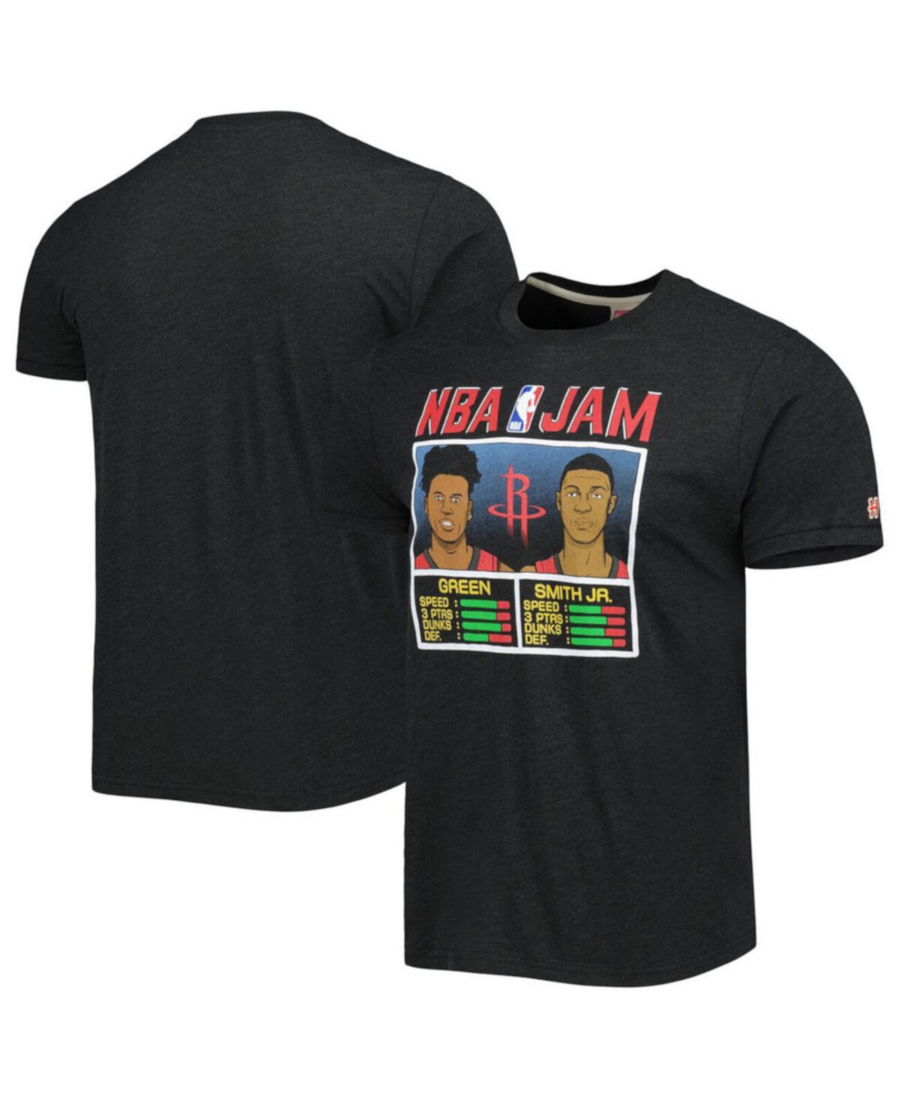 Мужская темно-угольная футболка NBA Jam Tri-Blend Jalen Green and Jabari Smith Jr. Houston Rockets NBA Jam Homage