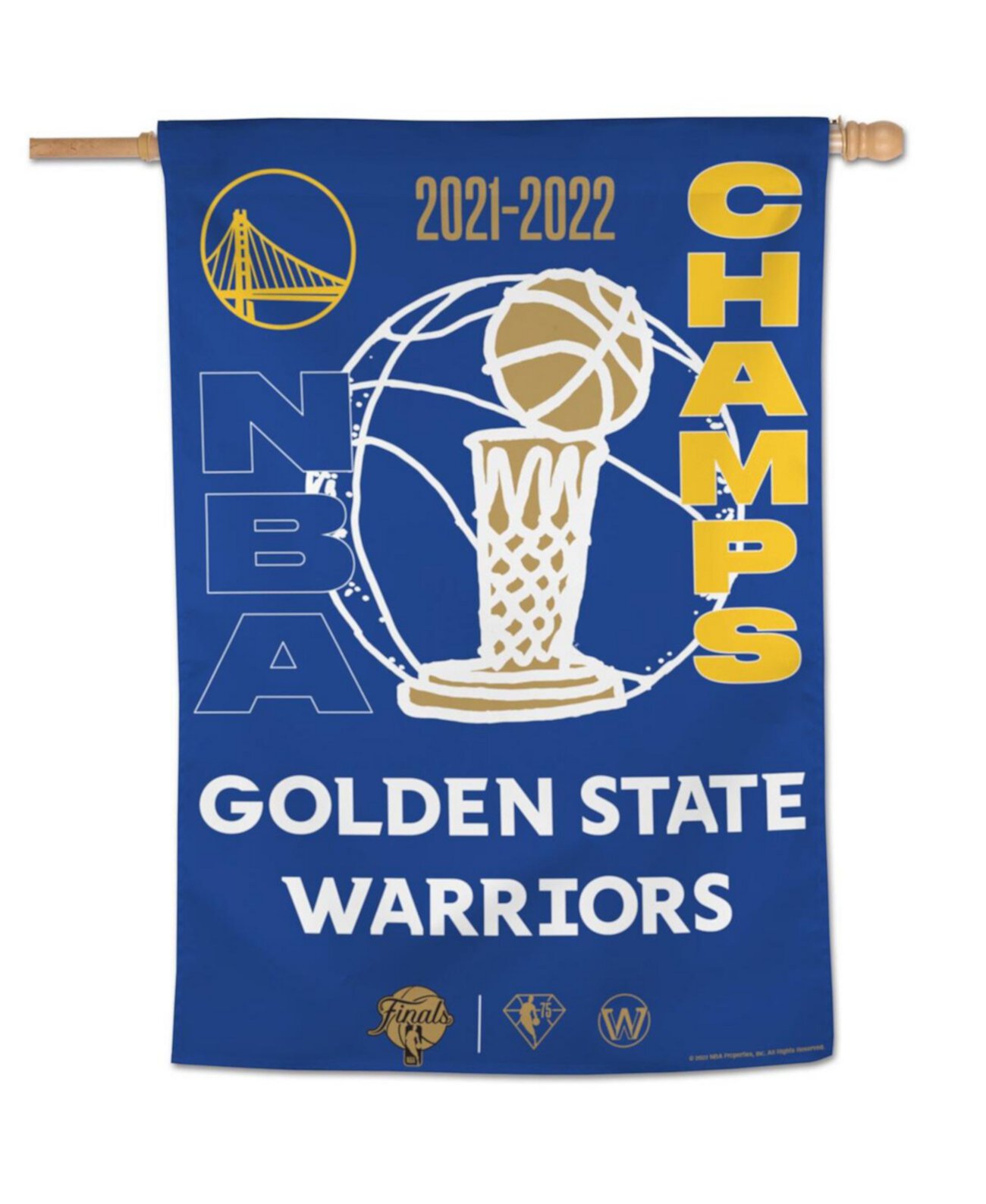 Вертикальный баннер Golden State Warriors — чемпионы НБА 2022 года, 71 x 102 см, однослойный Wincraft