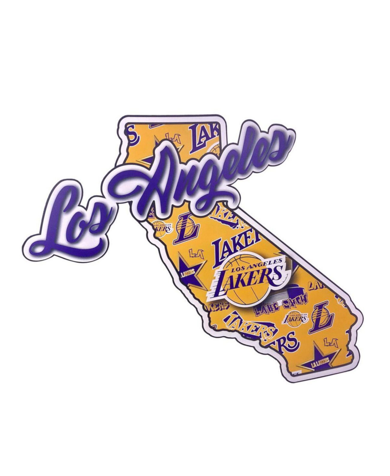 Вырезанный знак штата «Лос-Анджелес Лейкерс» размером 10,5 x 15 дюймов FOCO