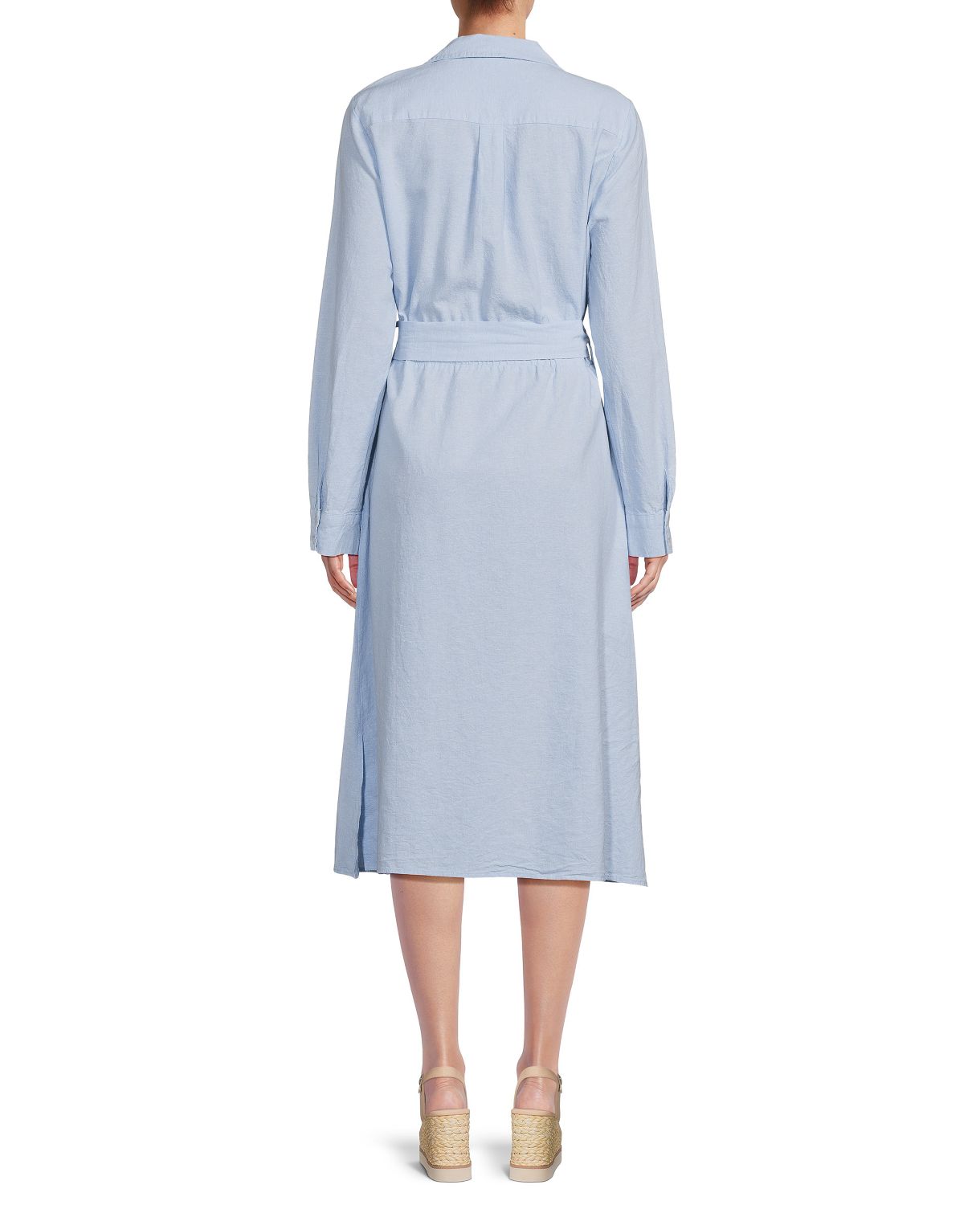 Платье-рубашка миди из смеси льна с искусственным запахом Saks Fifth Avenue