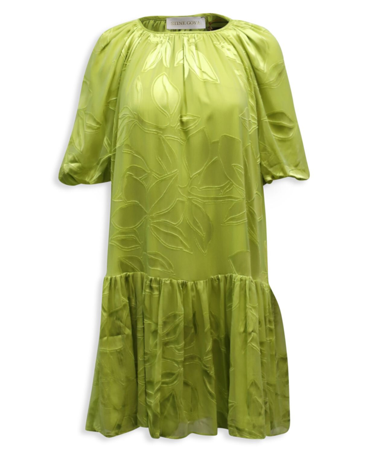 Stine Goya Pleated Lemon Mini Dress In Green Viscose STINE GOYA
