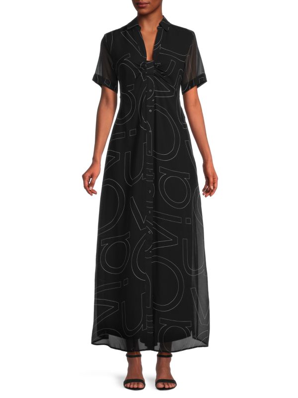 Платье-рубашка с цветочным принтом и сборками спереди Calvin Klein