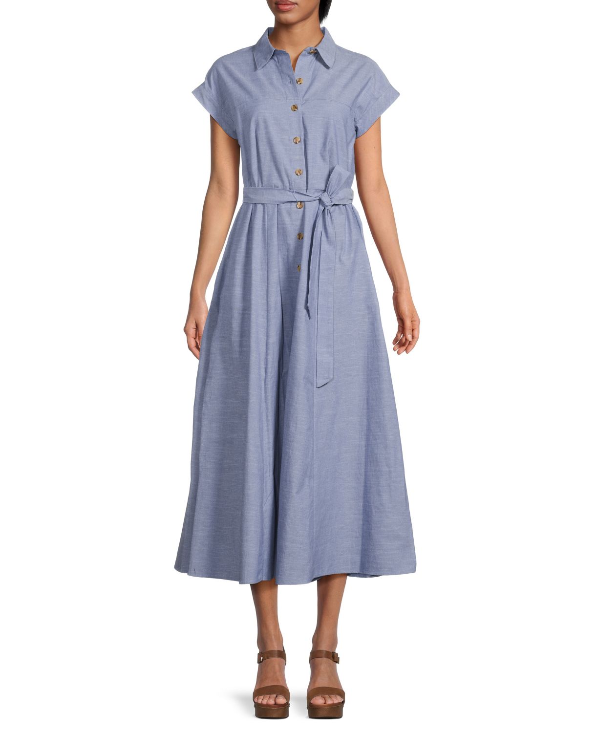 Платье-рубашка миди с поясом Calvin Klein