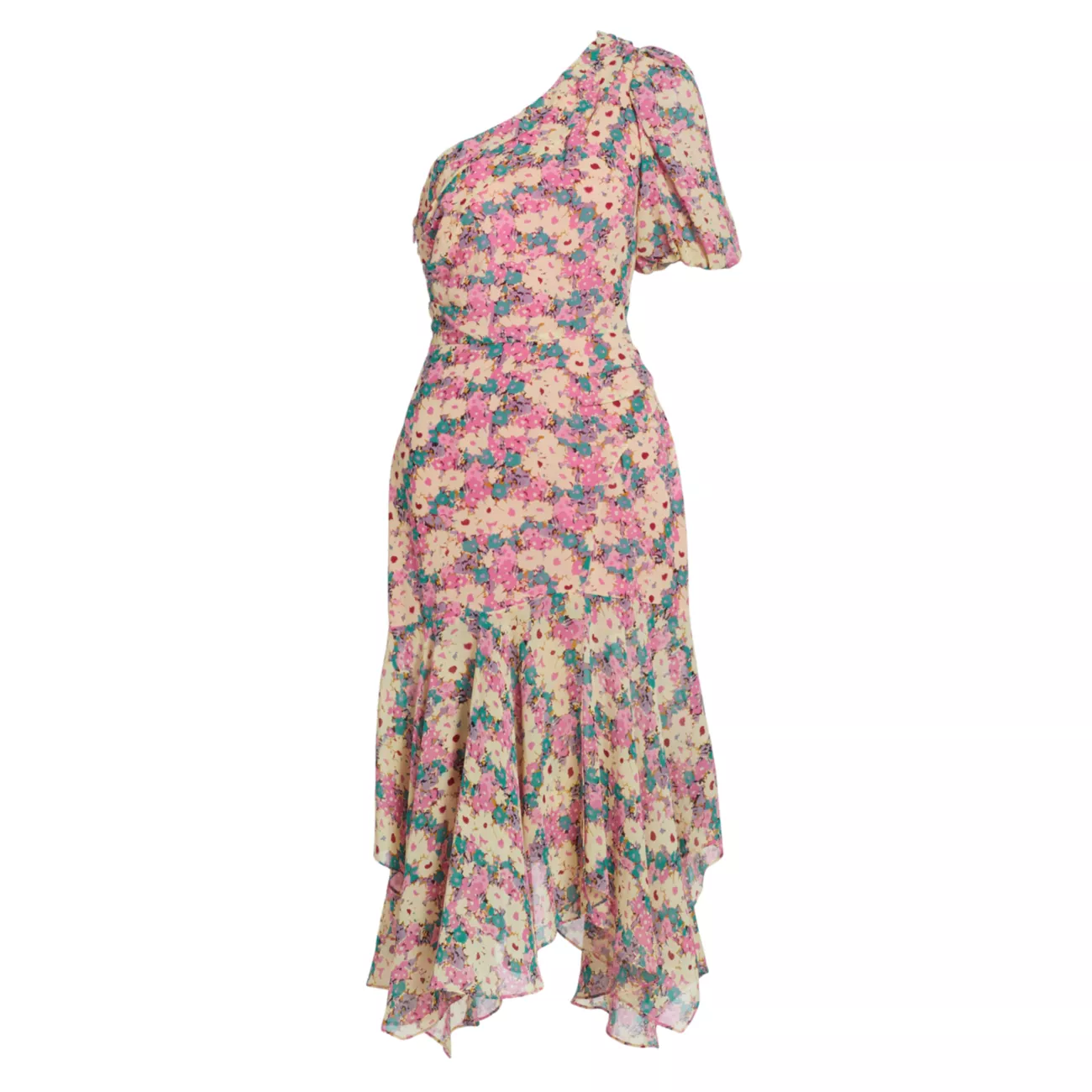 Платье миди с цветочным принтом Santorini на одно плечо ASTR