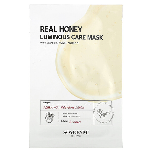 Real Honey, Косметическая маска Luminous Care, 1 лист, 0,70 унции (20 г) SOME BY MI