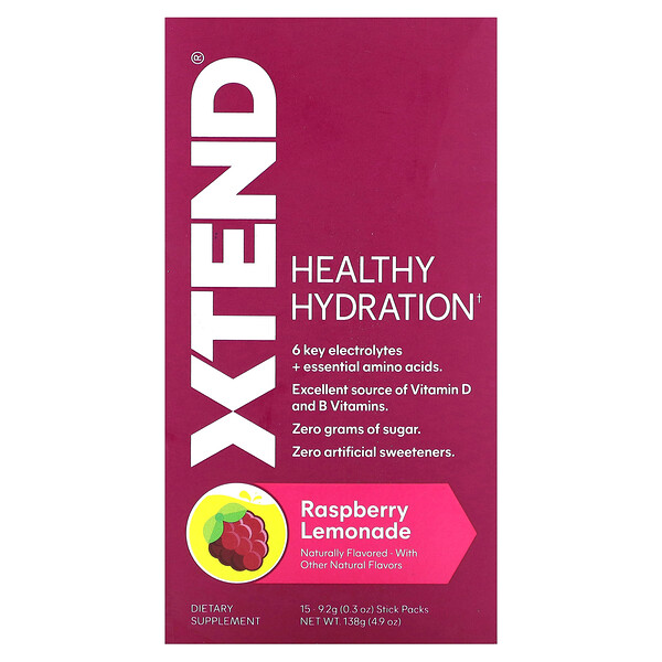 Healthy Hydration, Малиновый лимонад, 15 упаковок в стиках, 8,6 г (0,3 унции) каждый Xtend